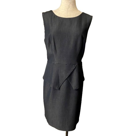 Connected Dress Gray Black Peplum 14P 14 P Washable Career Church - Picture 1 of 6